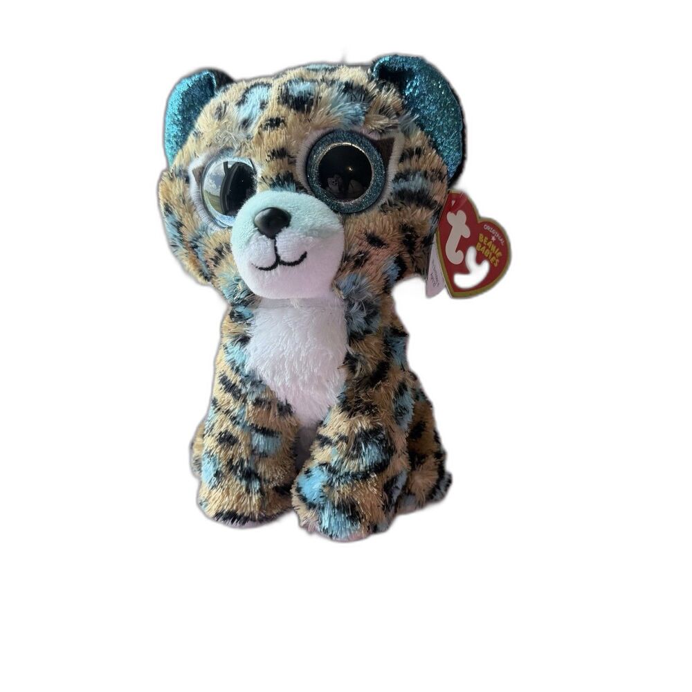 Ty Beanie Boos Cobalt Leopard Cat Glitter Blue Eyes 6” Stuffed Animal Toy NWT